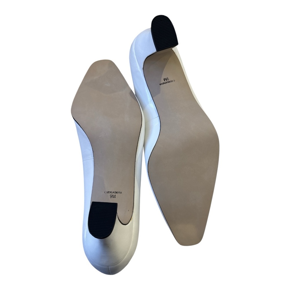 NIB 80s CALICO OFF WHITE CLASSIC SLEEK LEATHER ALMOND TOE 2" KITTEN HEELS SZ 9 - Picture 3 of 8
